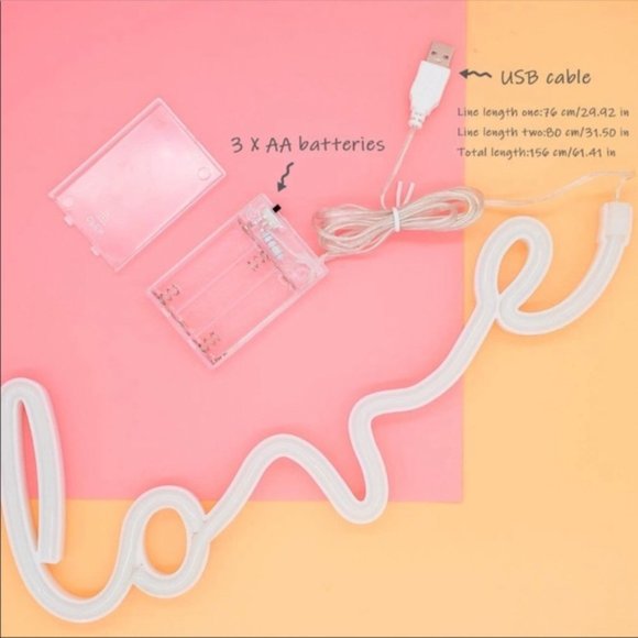 Neon LED Pink Love Light Sign - Picture 3 of 4